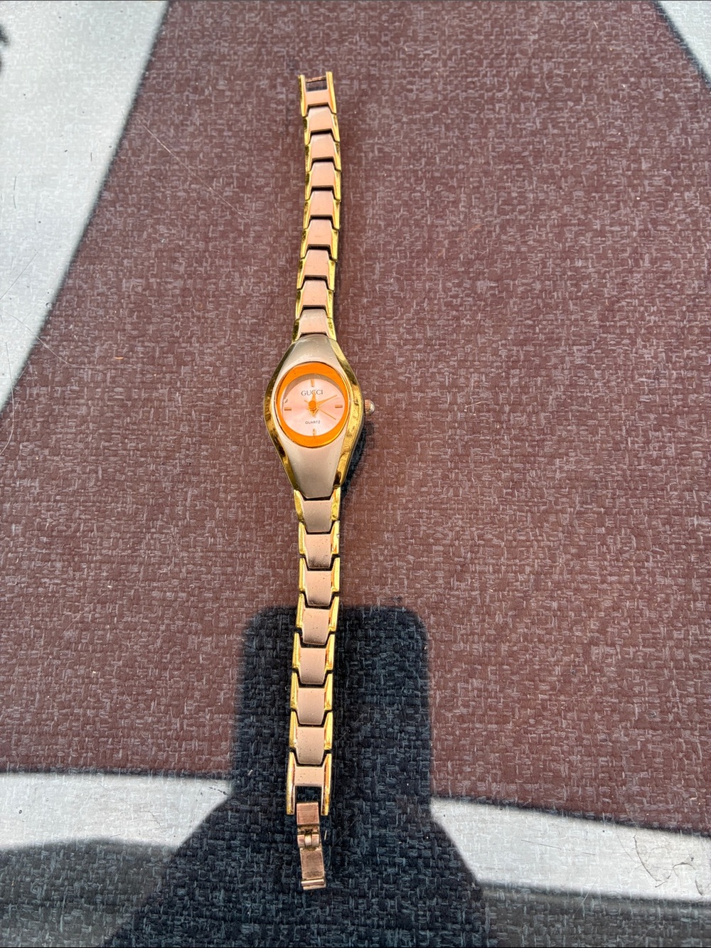 Gucci Gold-Tone Ladies Bracelet Watch with Orange Dial